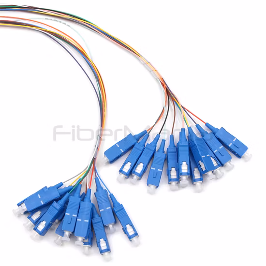 SC/UPC 24 コア パッケージ、ファンアウト ファイバー編組、シングル モード、9/125μm、イエロー ジャケット